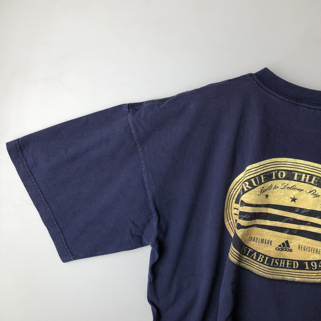 90'S Adidas logo print T-shirt, made in USA, men's XL size, vintage cotton navy blue type Vintage Second Hand