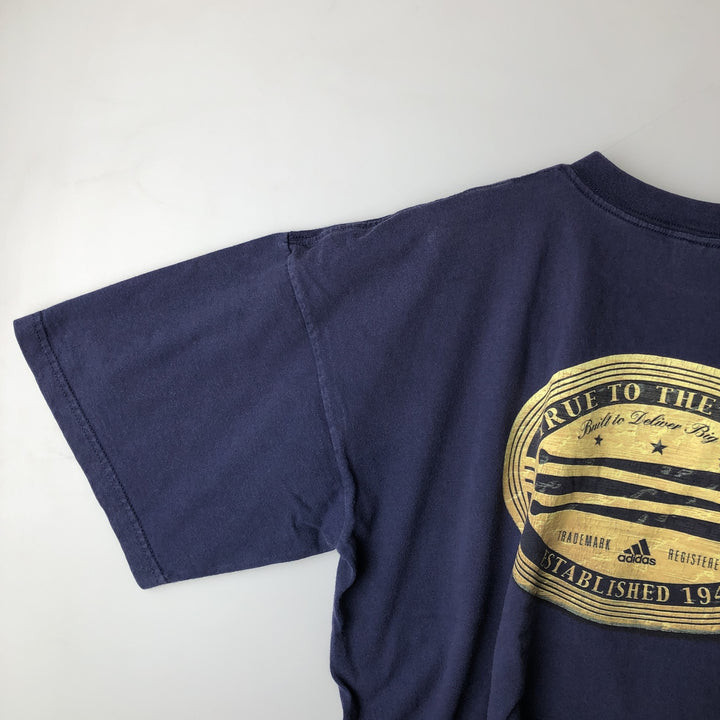 90'S Adidas logo print T-shirt, made in USA, men's XL size, vintage cotton navy blue type Vintage Second Hand