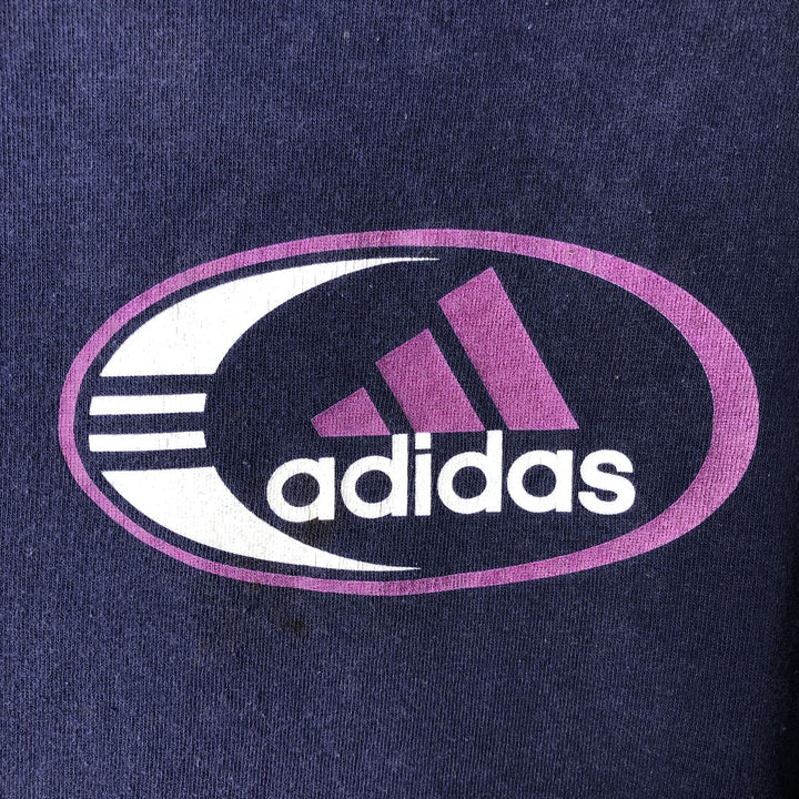 90'S Adidas logo print T-shirt, made in USA, men's XL size, vintage cotton navy blue type Vintage Second Hand