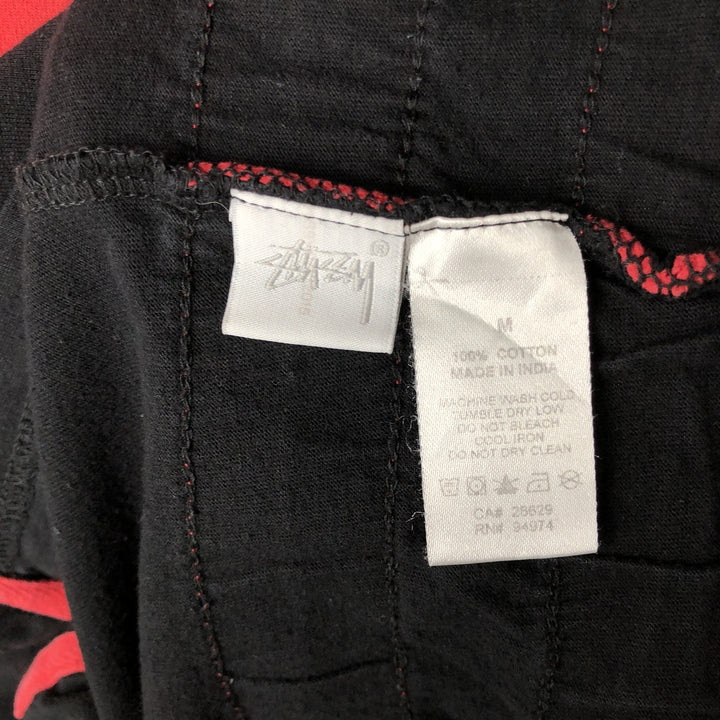 Stussy V-neck logo print T-shirt, men's size M cotton black type Vintage Second Hand
