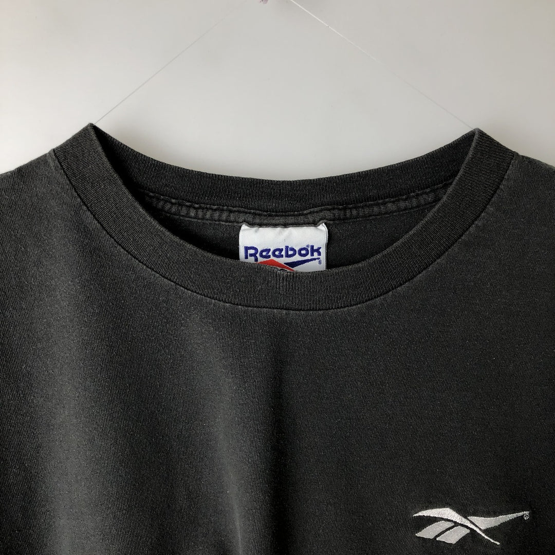 90'S Reebok One Point Logo T-shirt Men's XXL Vintage cotton black type Vintage Second Hand
