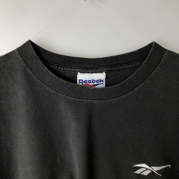 90'S Reebok One Point Logo T-shirt Men's XXL Vintage cotton black type Vintage Second Hand