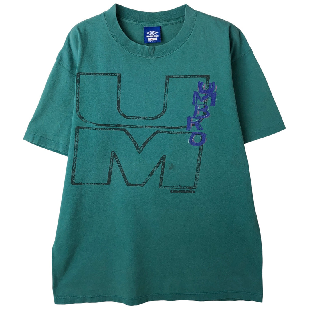 Vintage 90'S Umbro logo print T-shirt, Made in USA, Men's Size L cotton green type Vintage Second Hand