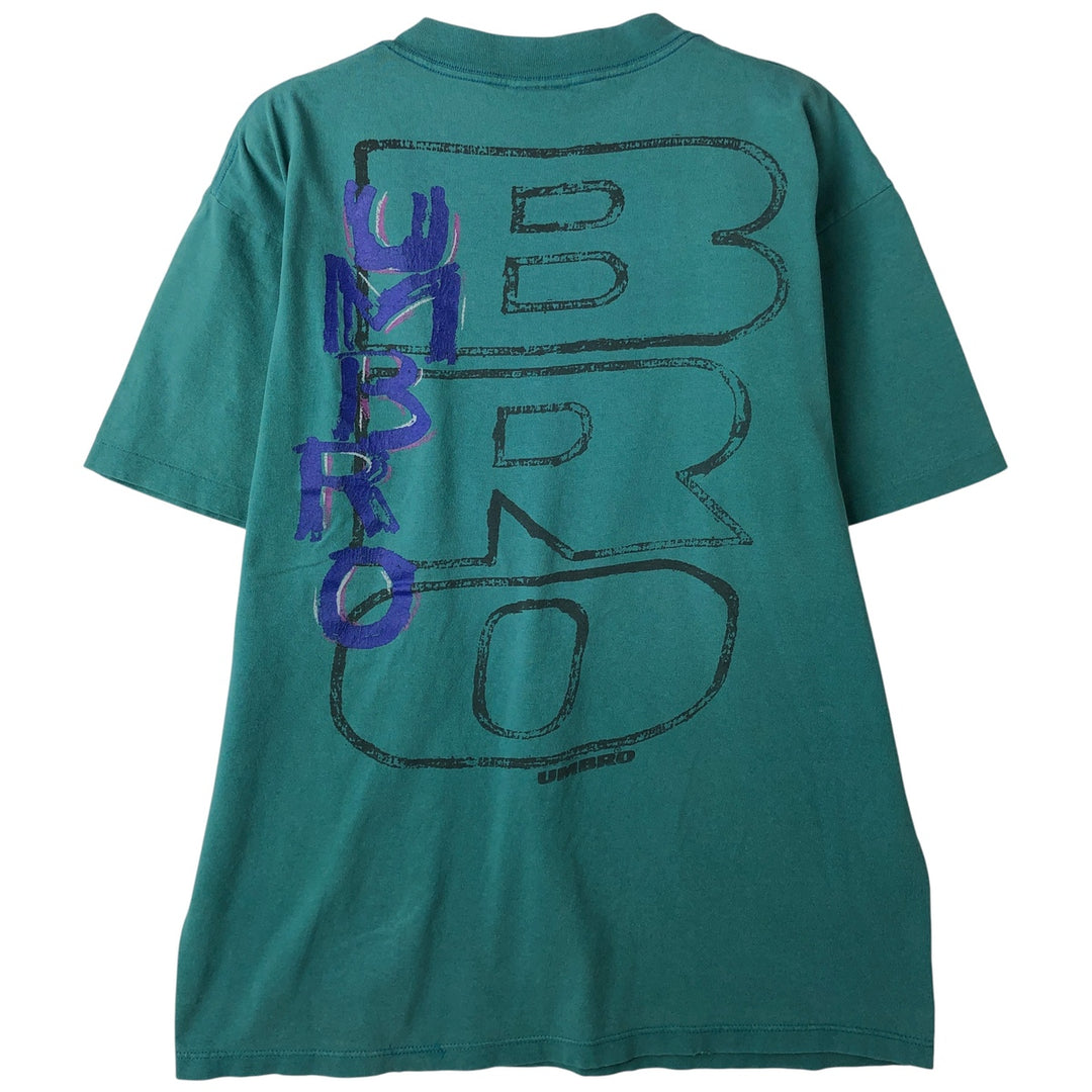 Vintage 90'S Umbro logo print T-shirt, Made in USA, Men's Size L cotton green type Vintage Second Hand