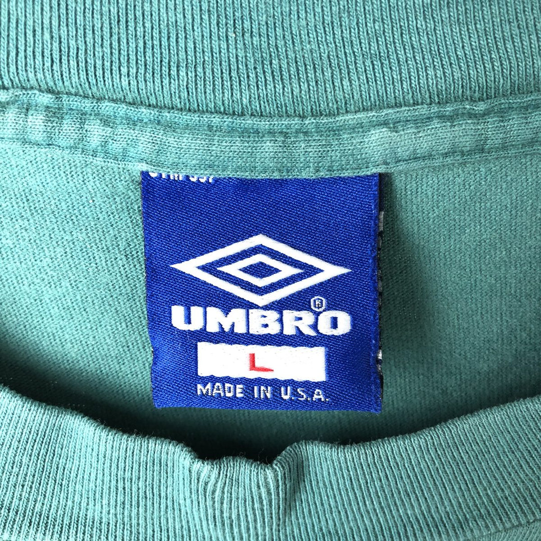 Vintage 90'S Umbro logo print T-shirt, Made in USA, Men's Size L cotton green type Vintage Second Hand