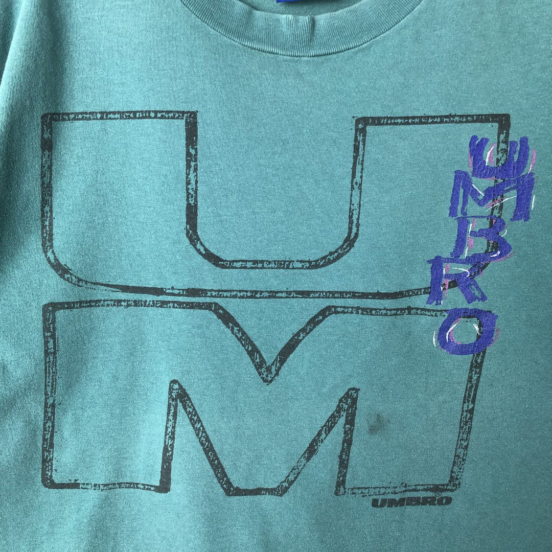 Vintage 90'S Umbro logo print T-shirt, Made in USA, Men's Size L cotton green type Vintage Second Hand