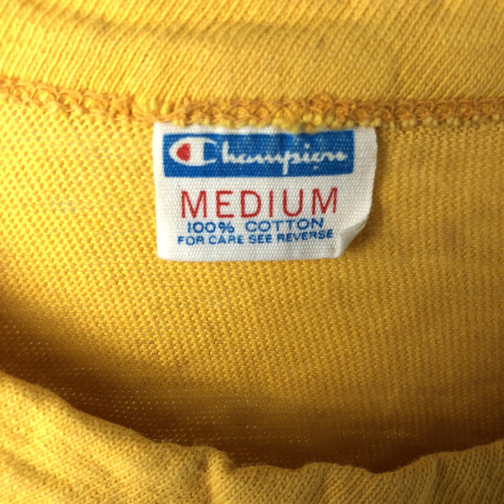 Vintage 1970'S Champion Bar Tag Sports Print T-Shirt, Made in USA, Men's Size Medium cotton yellow type Vintage Second Hand