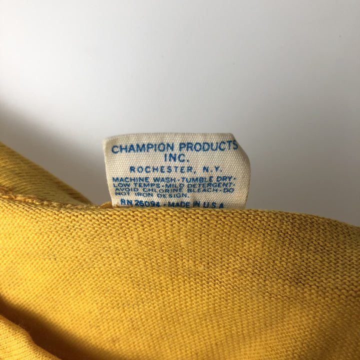 Vintage 1970'S Champion Bar Tag Sports Print T-Shirt, Made in USA, Men's Size Medium cotton yellow type Vintage Second Hand