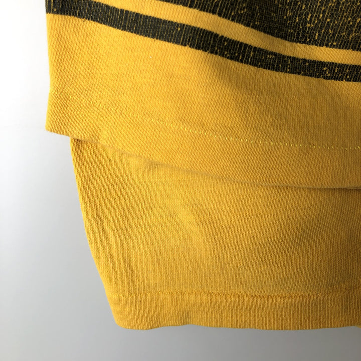 Vintage 1970'S Champion Bar Tag Sports Print T-Shirt, Made in USA, Men's Size Medium cotton yellow type Vintage Second Hand
