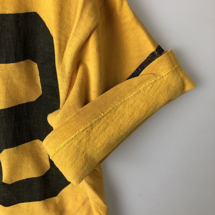 Vintage 1970'S Champion Bar Tag Sports Print T-Shirt, Made in USA, Men's Size Medium cotton yellow type Vintage Second Hand