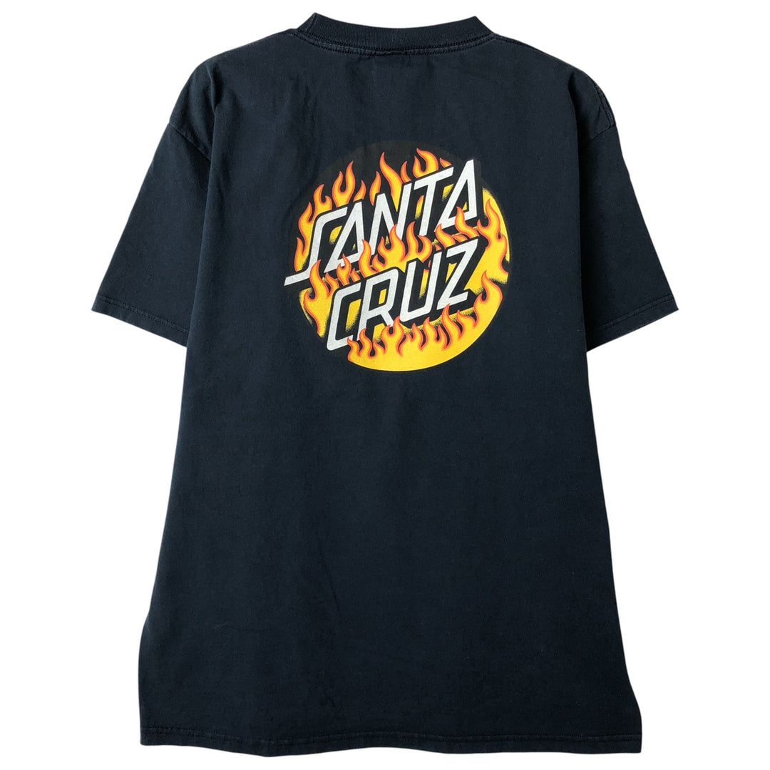 SANTA CRUZ Santa Cruz Fire Pattern Logo Print T-Shirt, Men's Size L cotton navy blue type Vintage Second Hand
