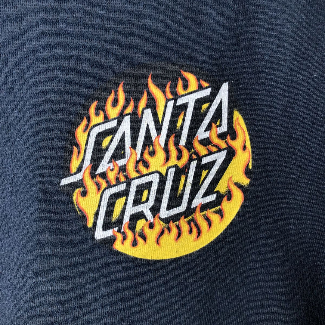 SANTA CRUZ Santa Cruz Fire Pattern Logo Print T-Shirt, Men's Size L cotton navy blue type Vintage Second Hand