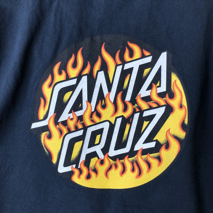 SANTA CRUZ Santa Cruz Fire Pattern Logo Print T-Shirt, Men's Size L cotton navy blue type Vintage Second Hand