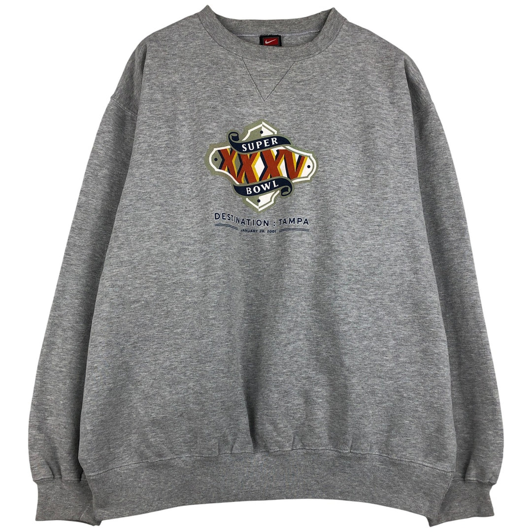 2000'S Nike Team Super Bowl XXXV Super Bowl XXXV Print Sweatshirt, Men's Size XL cotton gray type Vintage Second Hand