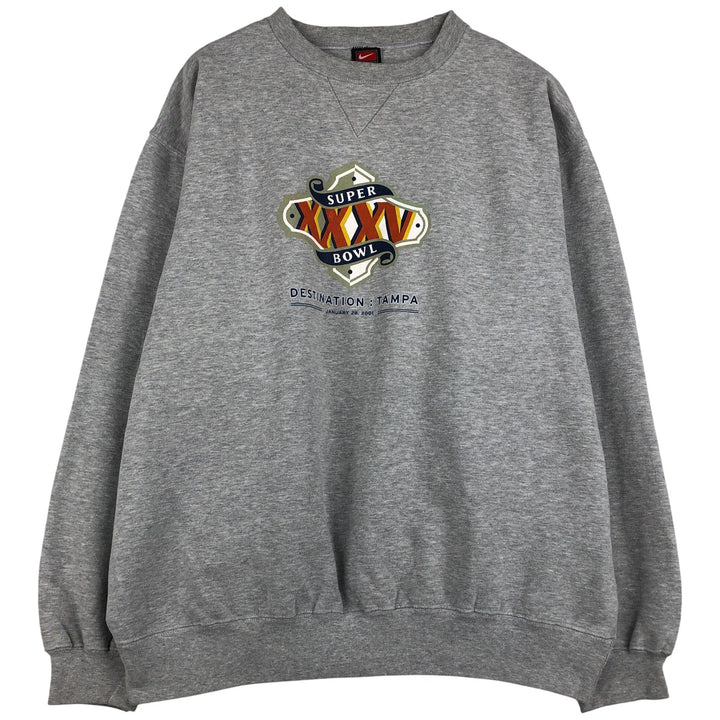 2000'S Nike Team Super Bowl XXXV Super Bowl XXXV Print Sweatshirt, Men's Size XL cotton gray type Vintage Second Hand