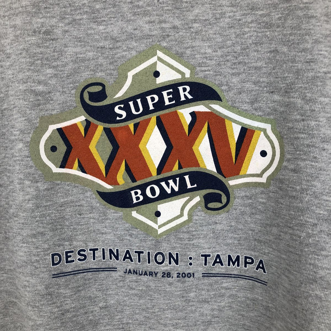 2000'S Nike Team Super Bowl XXXV Super Bowl XXXV Print Sweatshirt, Men's Size XL cotton gray type Vintage Second Hand