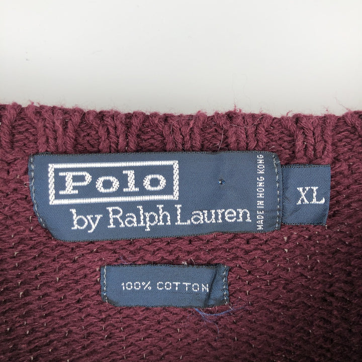 Ralph Lauren POLO by Ralph Lauren Cotton Knit Sweater Men's XL cotton wine-red Vintage Second Hand