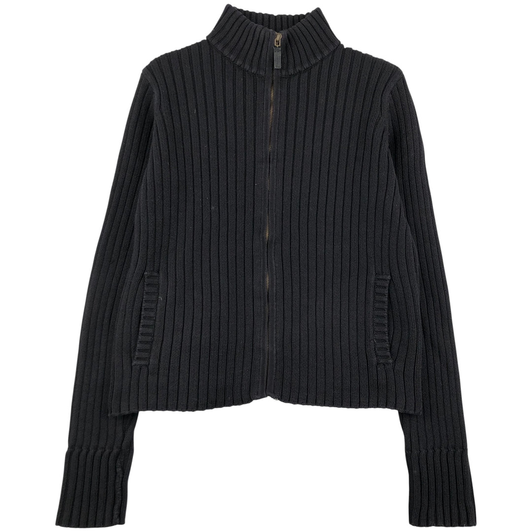 Ralph Lauren LAUREN Ribbed Driver's Knit Sweater, Women's Size M cotton black type Vintage Second Hand