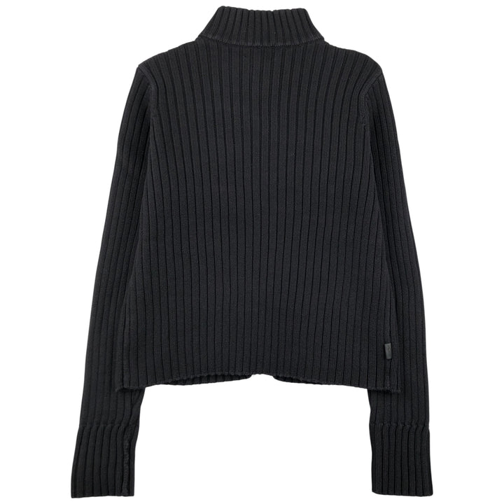 Ralph Lauren LAUREN Ribbed Driver's Knit Sweater, Women's Size M cotton black type Vintage Second Hand