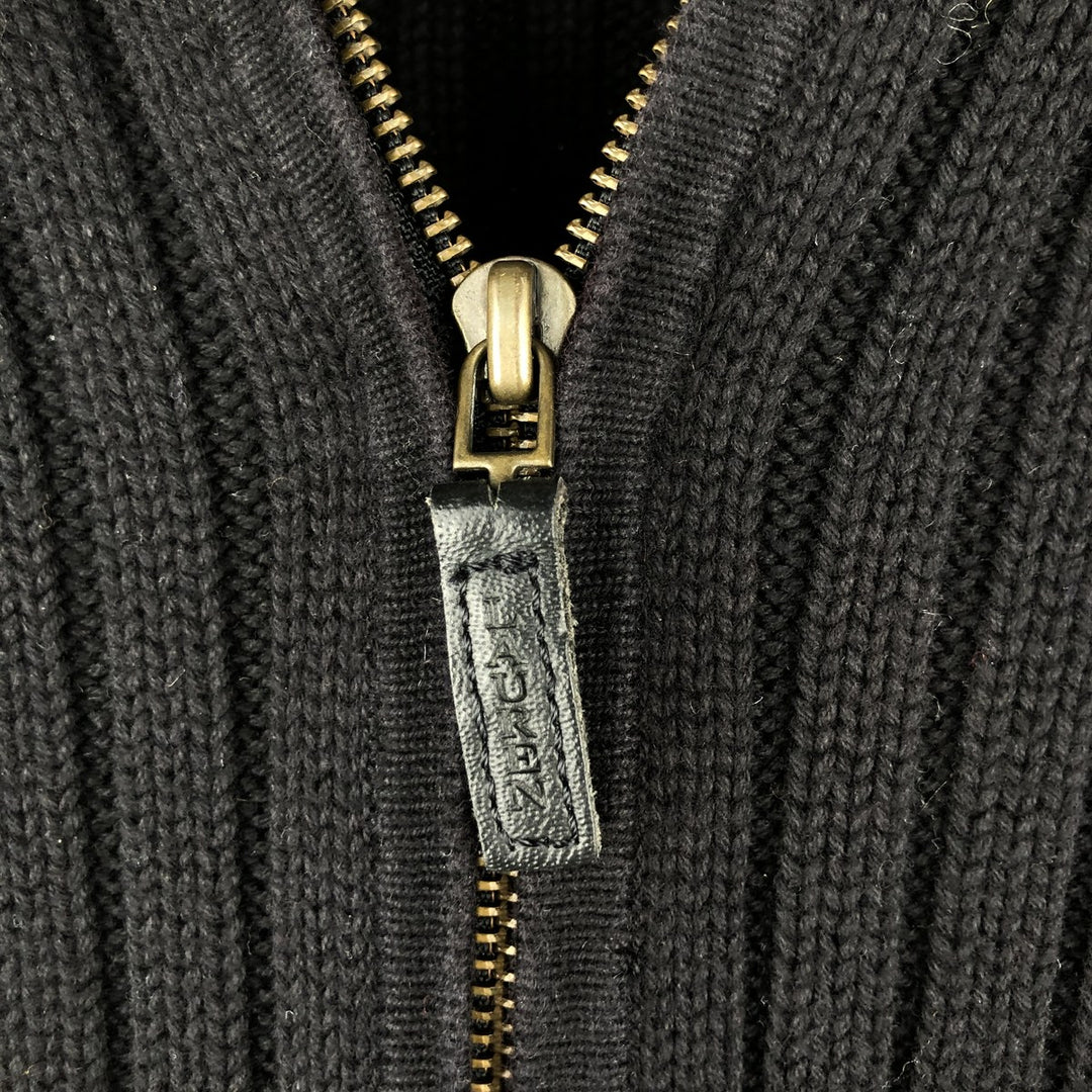 Ralph Lauren LAUREN Ribbed Driver's Knit Sweater, Women's Size M cotton black type Vintage Second Hand