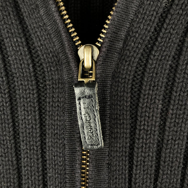 Ralph Lauren LAUREN Ribbed Driver's Knit Sweater, Women's Size M cotton black type Vintage Second Hand
