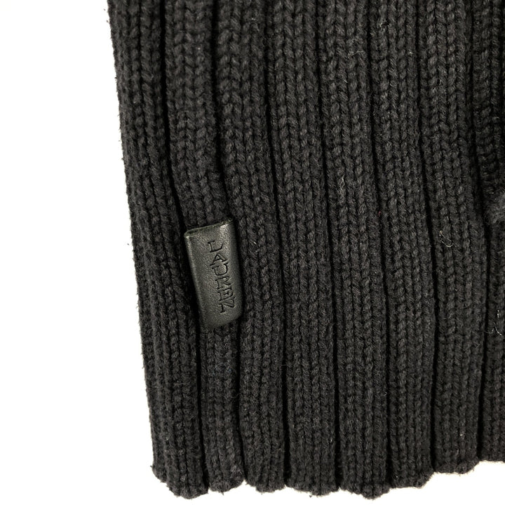 Ralph Lauren LAUREN Ribbed Driver's Knit Sweater, Women's Size M cotton black type Vintage Second Hand