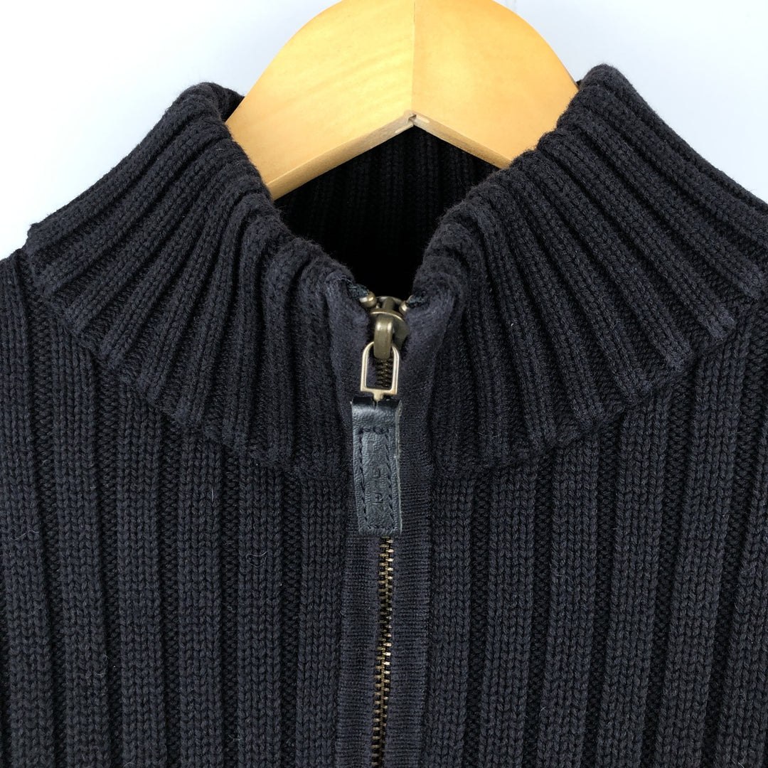 Ralph Lauren LAUREN Ribbed Driver's Knit Sweater, Women's Size M cotton black type Vintage Second Hand