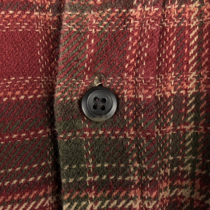 ORVIS Long Sleeve Heavy Flannel Check Shirt, Men's Size L cotton red type Vintage Second Hand