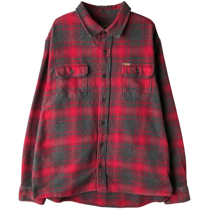 ORVIS Ombre Check Long Sleeve Heavy Flannel Check Shirt, Men's XL cotton red type Vintage Second Hand