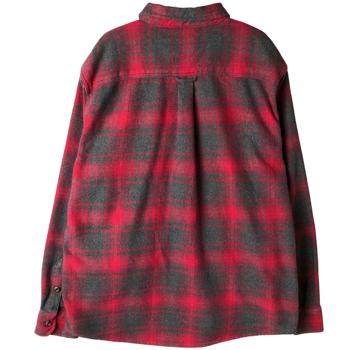 ORVIS Ombre Check Long Sleeve Heavy Flannel Check Shirt, Men's XL cotton red type Vintage Second Hand