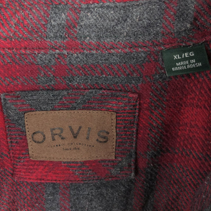ORVIS Ombre Check Long Sleeve Heavy Flannel Check Shirt, Men's XL cotton red type Vintage Second Hand