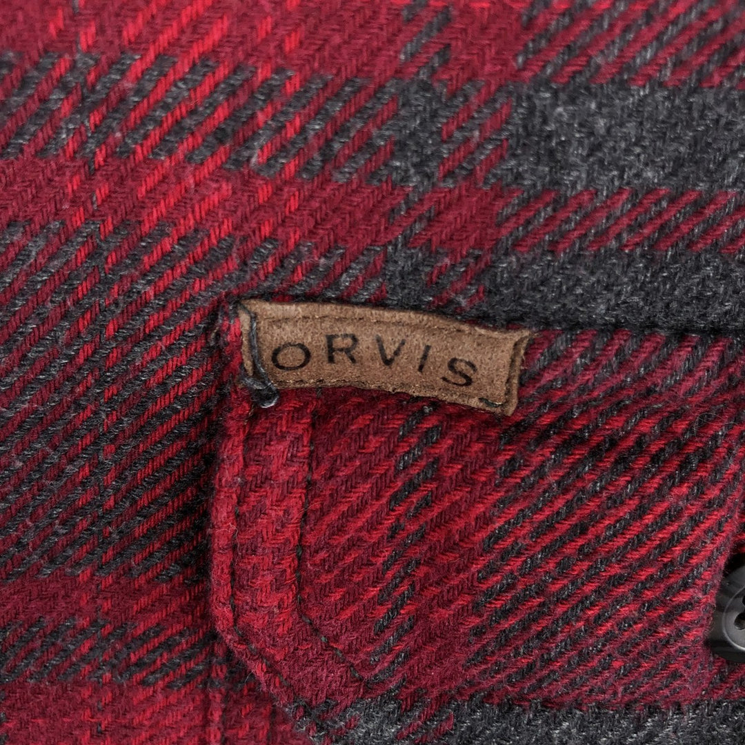 ORVIS Ombre Check Long Sleeve Heavy Flannel Check Shirt, Men's XL cotton red type Vintage Second Hand
