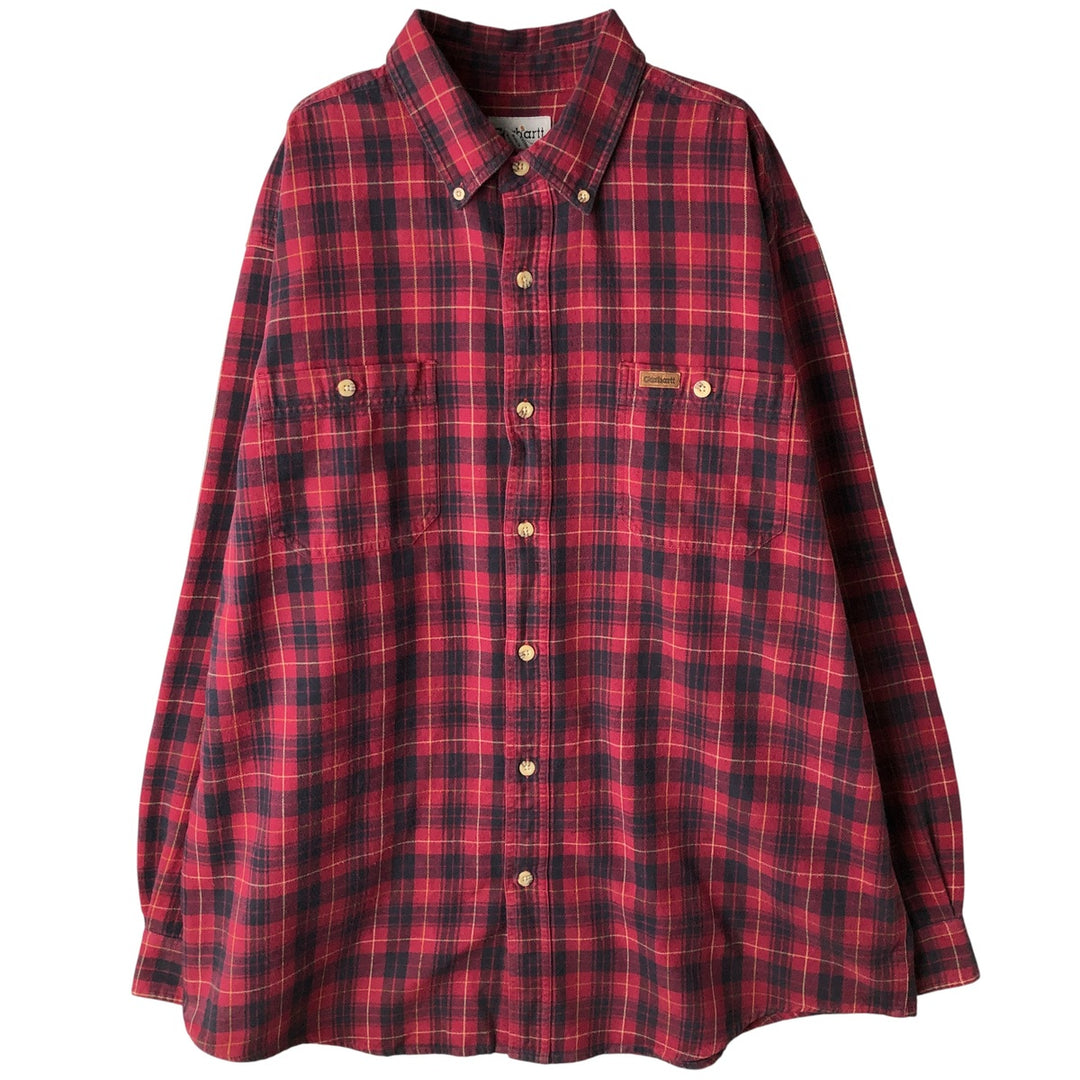 Carhartt Long Sleeve Lightflannel Check Shirt, Men's XL cotton red type Vintage Second Hand