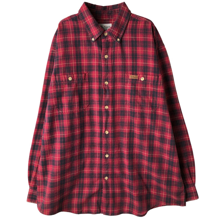Carhartt Long Sleeve Lightflannel Check Shirt, Men's XL cotton red type Vintage Second Hand