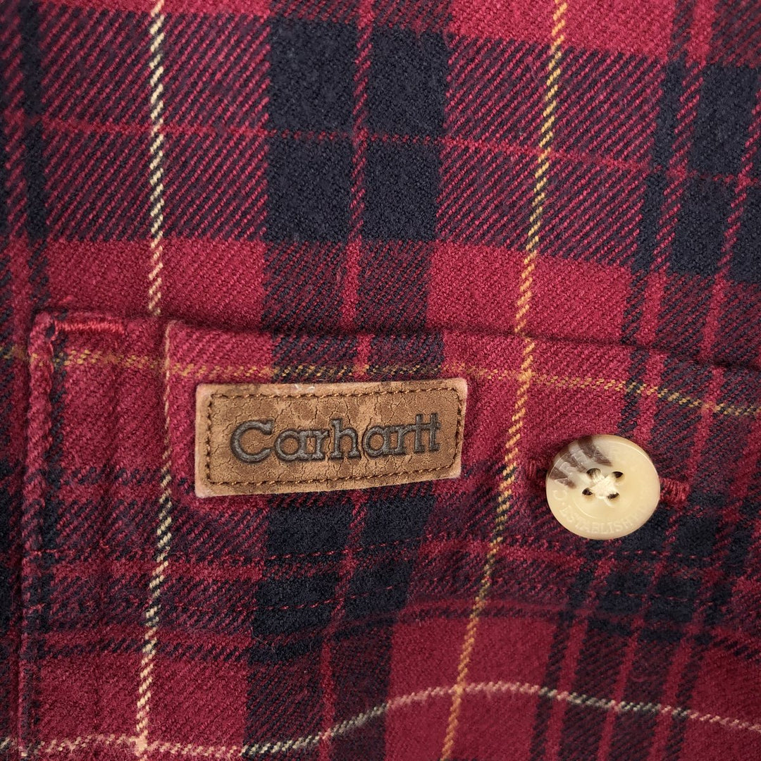 Carhartt Long Sleeve Lightflannel Check Shirt, Men's XL cotton red type Vintage Second Hand