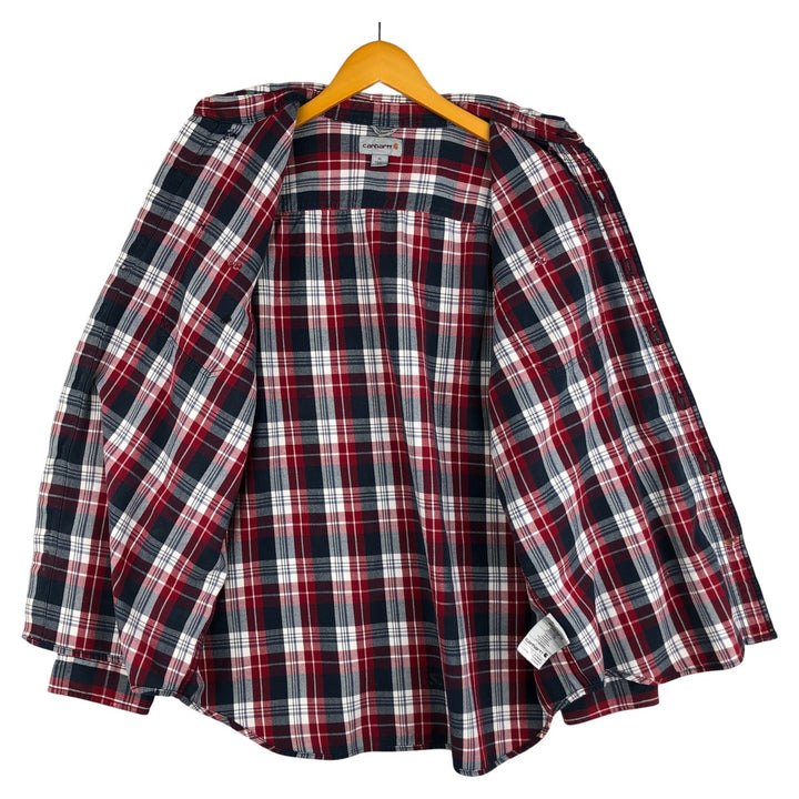 Carhartt Relaxed Fit Long Sleeve Button Down Flannel Check Shirt, Men's XL cotton red type Vintage Second Hand