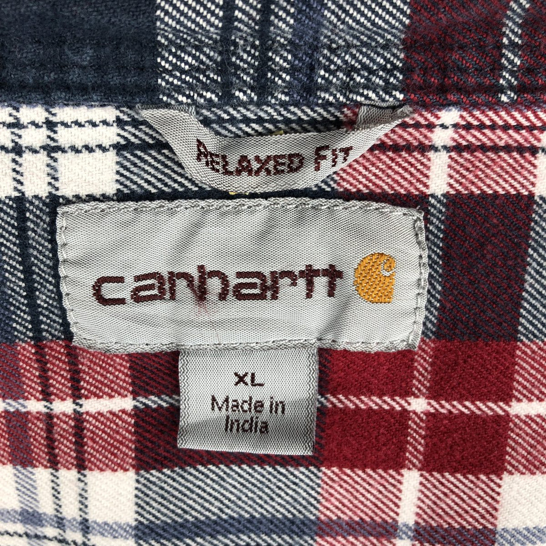 Carhartt Relaxed Fit Long Sleeve Button Down Flannel Check Shirt, Men's XL cotton red type Vintage Second Hand