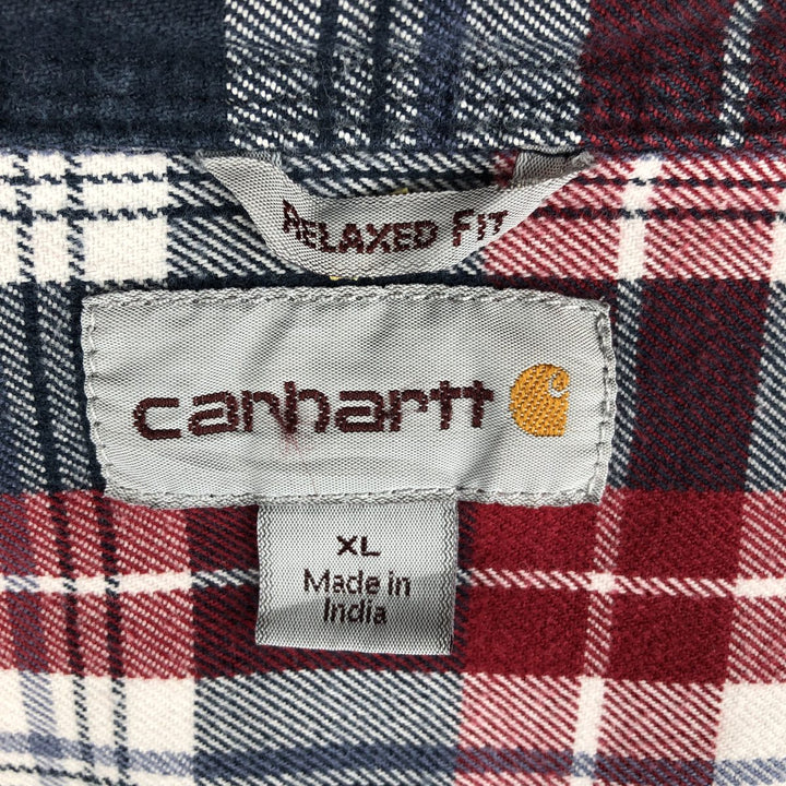 Carhartt Relaxed Fit Long Sleeve Button Down Flannel Check Shirt, Men's XL cotton red type Vintage Second Hand