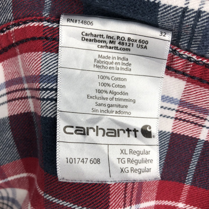 Carhartt Relaxed Fit Long Sleeve Button Down Flannel Check Shirt, Men's XL cotton red type Vintage Second Hand