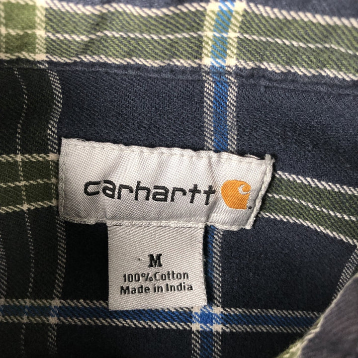 Carhartt Long Sleeve Lightflannel Check Shirt, Men's Size Medium cotton blue type Vintage Second Hand