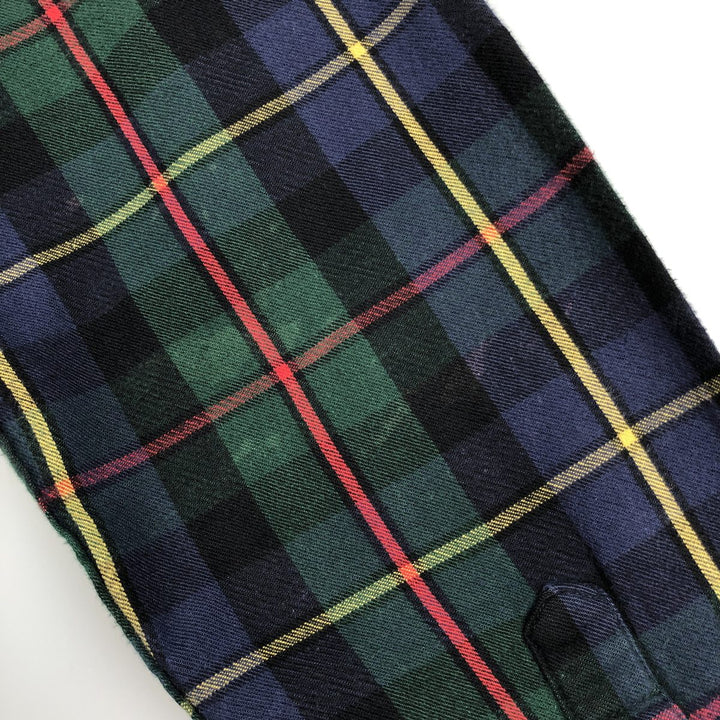 LLBean Tartan Check Long Sleeve Button-Down Light Flannel Check Shirt, Men's Size L cotton green type Vintage Second Hand