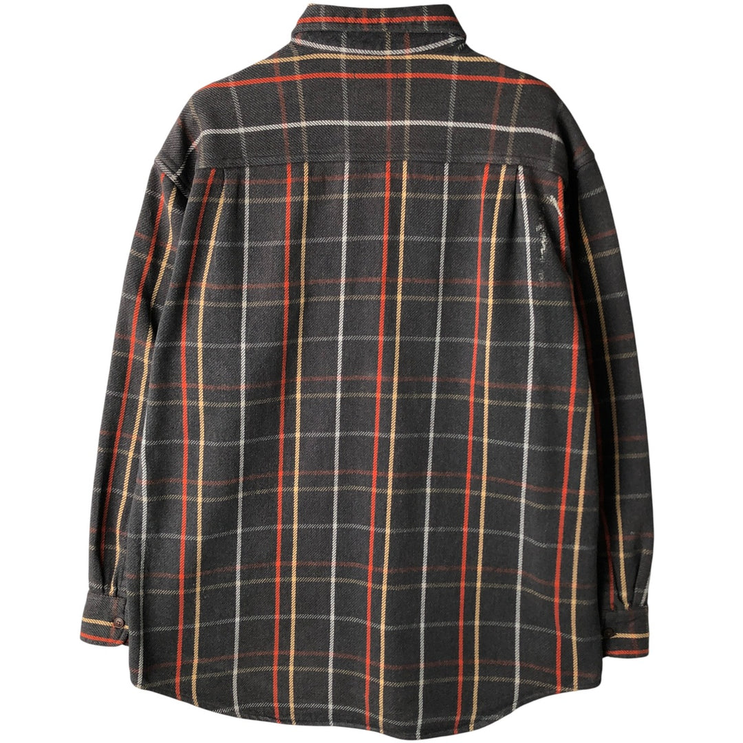90s-00'S St. John's Bay long-sleeved flannel plaid shirt, men's size L cotton gray type Vintage Second Hand