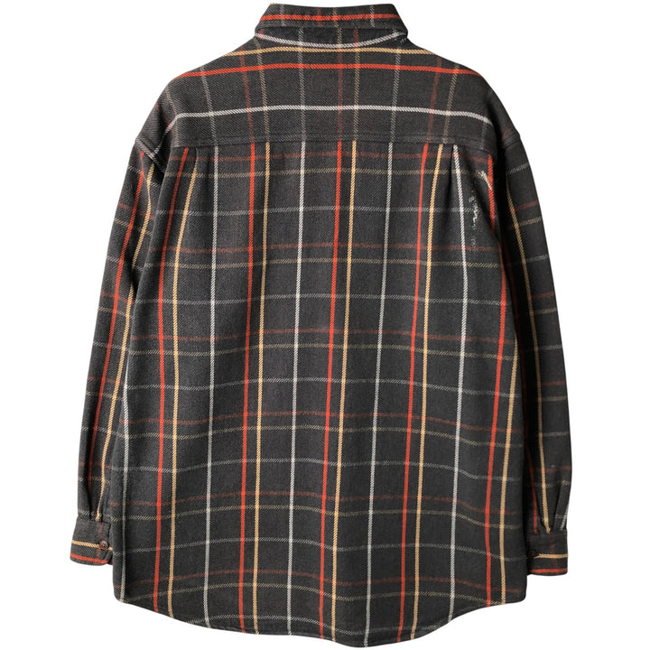90s-00'S St. John's Bay long-sleeved flannel plaid shirt, men's size L cotton gray type Vintage Second Hand