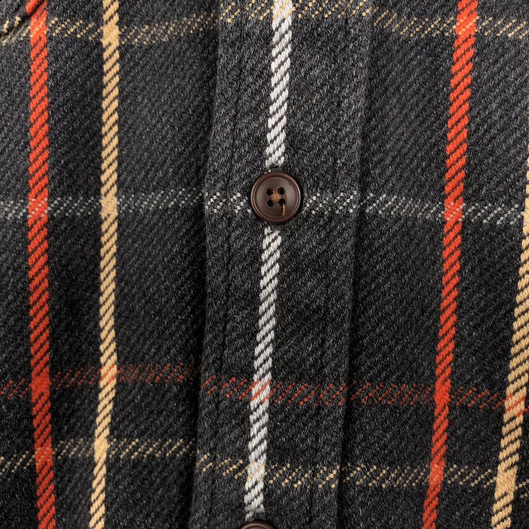 90s-00'S St. John's Bay long-sleeved flannel plaid shirt, men's size L cotton gray type Vintage Second Hand