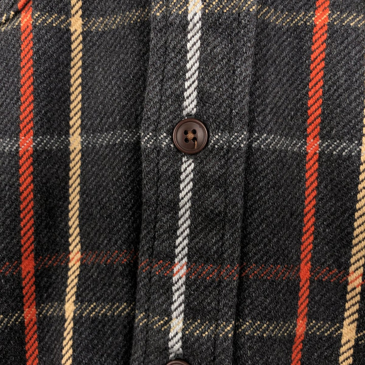 90s-00'S St. John's Bay long-sleeved flannel plaid shirt, men's size L cotton gray type Vintage Second Hand