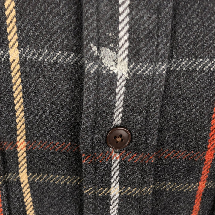90s-00'S St. John's Bay long-sleeved flannel plaid shirt, men's size L cotton gray type Vintage Second Hand