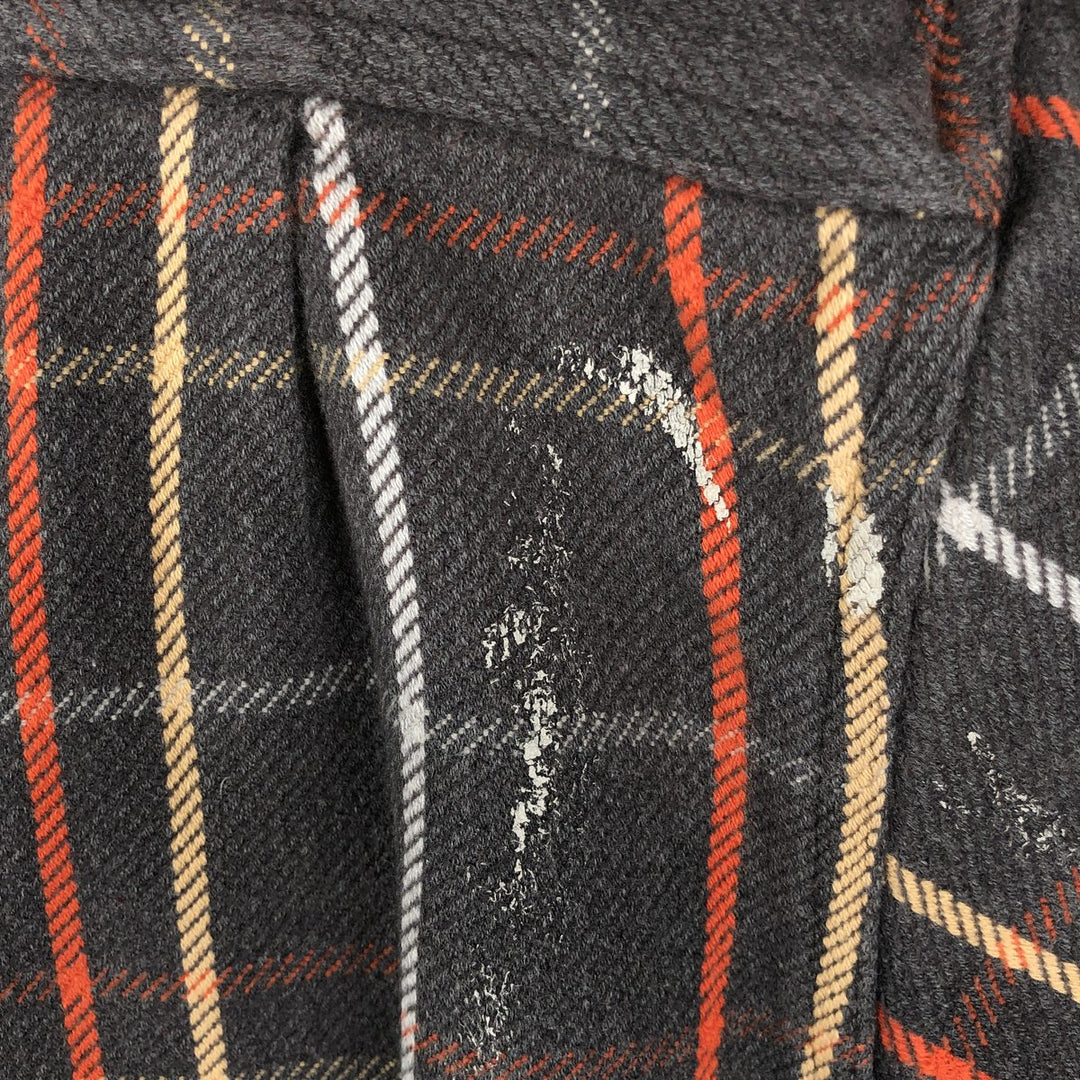 90s-00'S St. John's Bay long-sleeved flannel plaid shirt, men's size L cotton gray type Vintage Second Hand