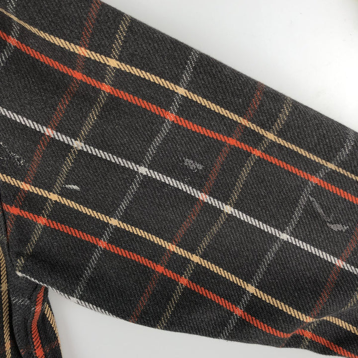 90s-00'S St. John's Bay long-sleeved flannel plaid shirt, men's size L cotton gray type Vintage Second Hand