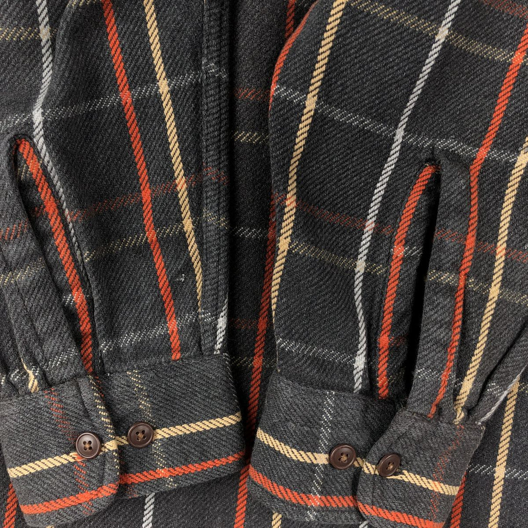 90s-00'S St. John's Bay long-sleeved flannel plaid shirt, men's size L cotton gray type Vintage Second Hand
