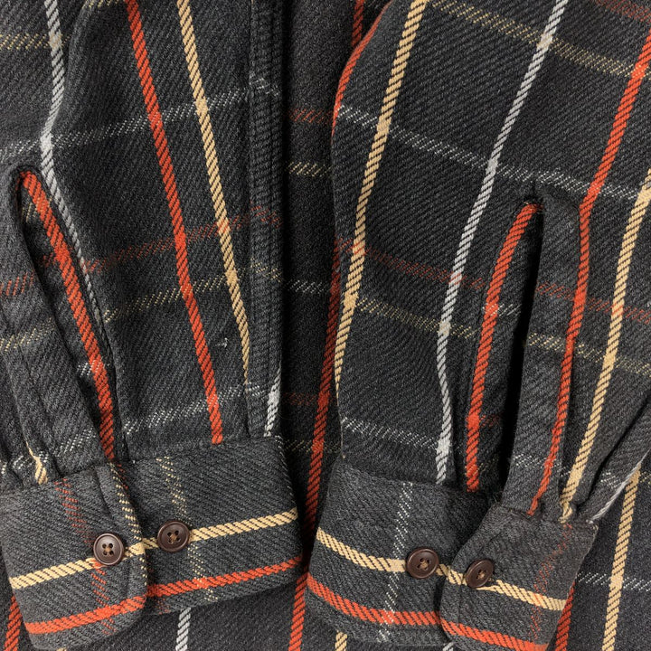 90s-00'S St. John's Bay long-sleeved flannel plaid shirt, men's size L cotton gray type Vintage Second Hand